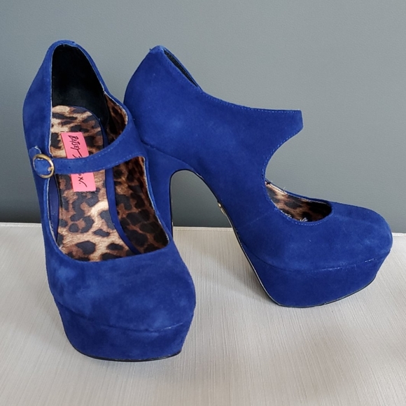 Betsy Johnson Blue "Suede" Shoes (Genuine Leather) - Picture 1 of 6